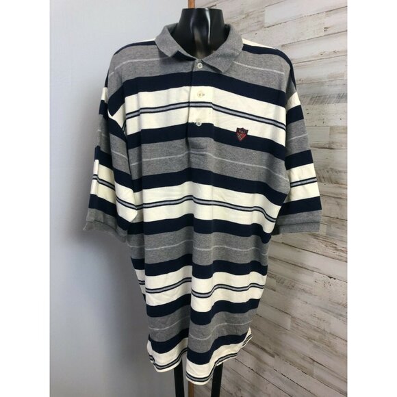 Polo Golf Ralph Lauren Other - Ralph Lauren Polo Golf Men's Navy/Grey/Cream Striped 100% Cotton Polo Shirt XL